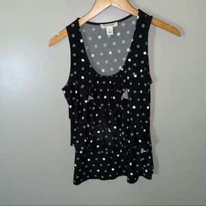 WHBM Tiered Ruffle Polkadot  Blouse